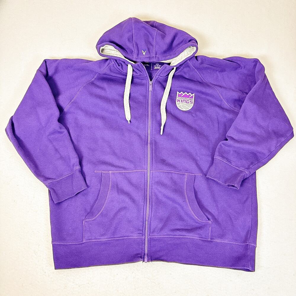 Antigua Sacramento Kings Full Zip Hoodie Purple Men’s 2XL NBA Sweatshirt
